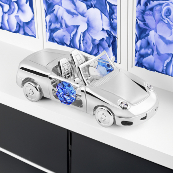 Srebrne Auto Niebieskie - pamiątka na chrzest,roczek