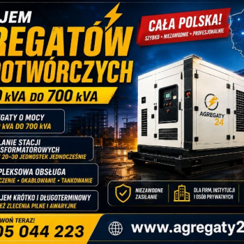 AGREGATY PRĄDOTWÓRCZE DO 700 kVA  - WYNAJEM - USŁUGI