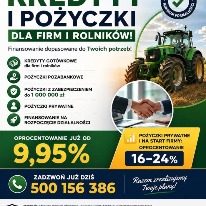 Pożyczki dla firm i rolników